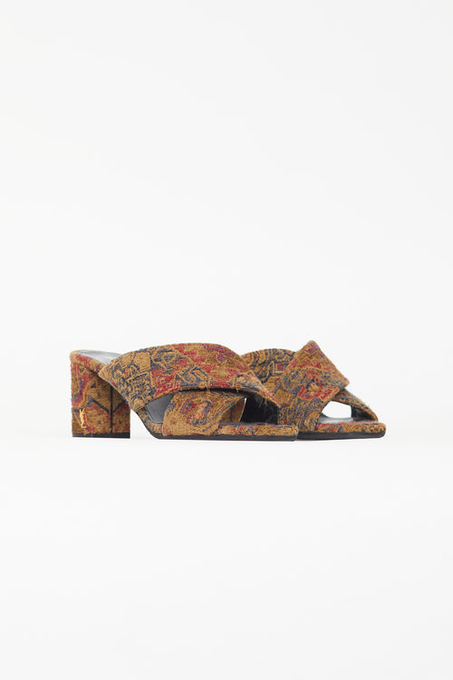 Saint Laurent Brown & Red Marrakech Woven Sandal
