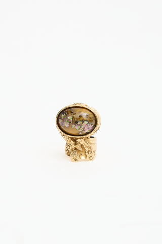 Saint Laurent Cabochon Art Cocktail Ring