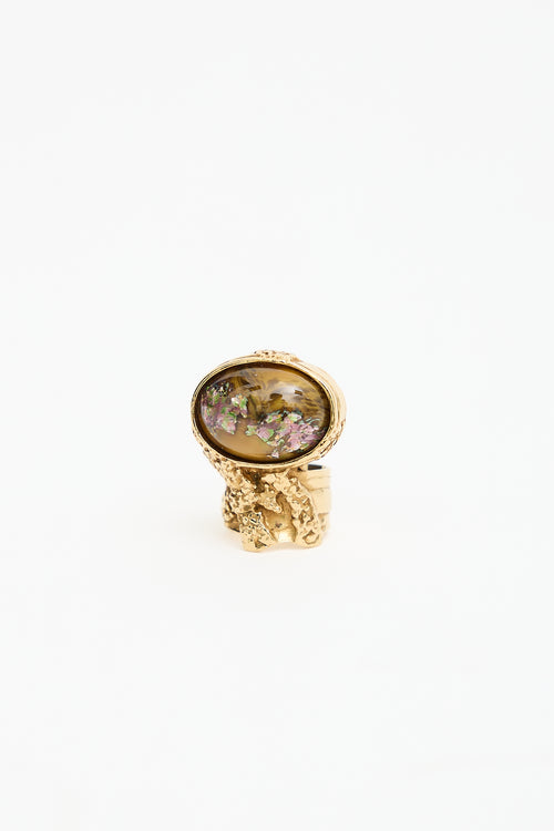 Saint Laurent Cabochon Art Cocktail Ring
