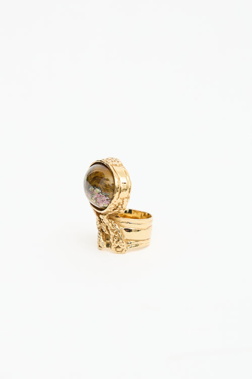 Saint Laurent Cabochon Art Cocktail Ring