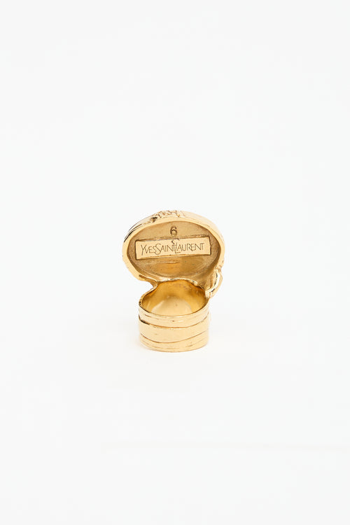 Saint Laurent Cabochon Art Cocktail Ring