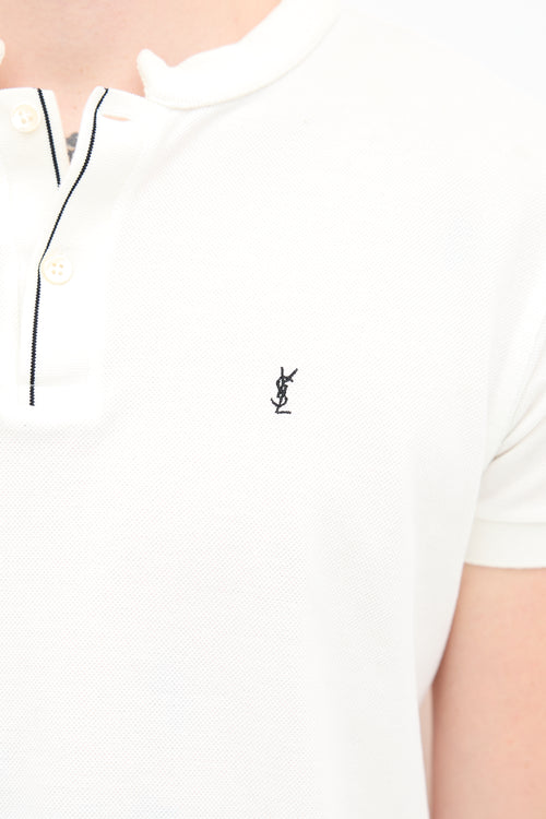 Saint Laurent Collarless Logo Polo