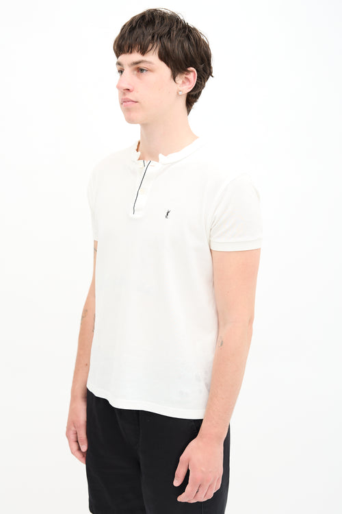 Saint Laurent Collarless Logo Polo
