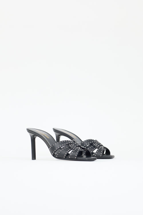 Saint Laurent Cracked Leather Tribute Mule