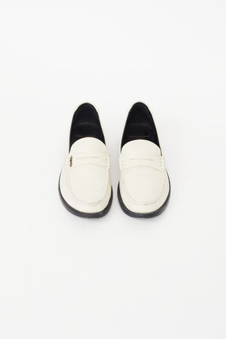 Saint Laurent Cream & Black Leather Loafer