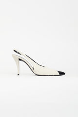 Saint Laurent Cream & Black Tweed Slingback Pump