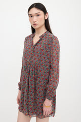 Saint Laurent Crepe Floral Mini Dress