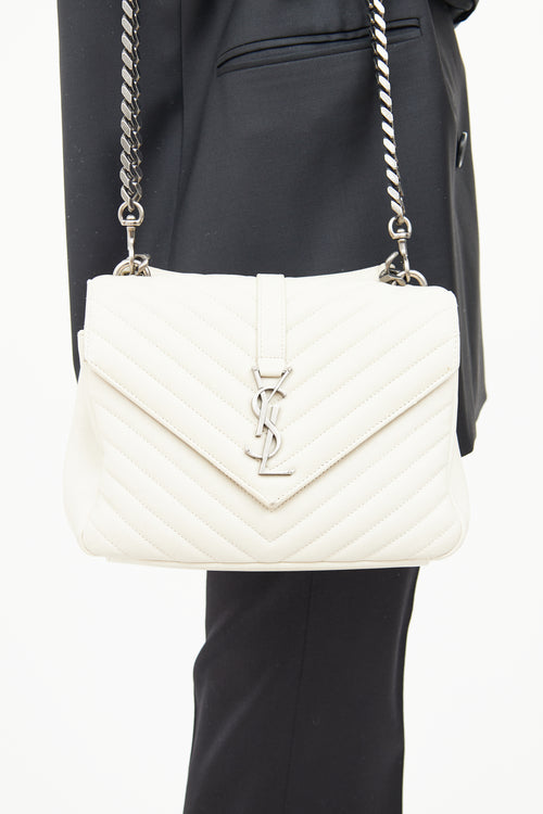 Saint Laurent Cream Matelasse College Bag