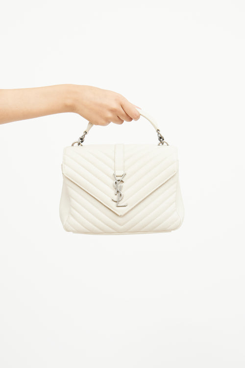 Saint Laurent Cream Matelasse College Bag