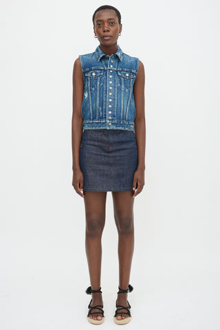 Saint Laurent Distressed Denim Vest