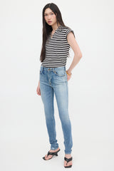 Saint Laurent Distressed Slim Leg Jeans