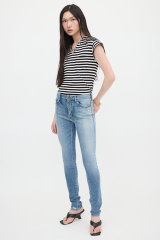 Saint Laurent Distressed Slim Leg Jeans