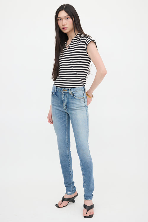 Saint Laurent Distressed Slim Leg Jeans