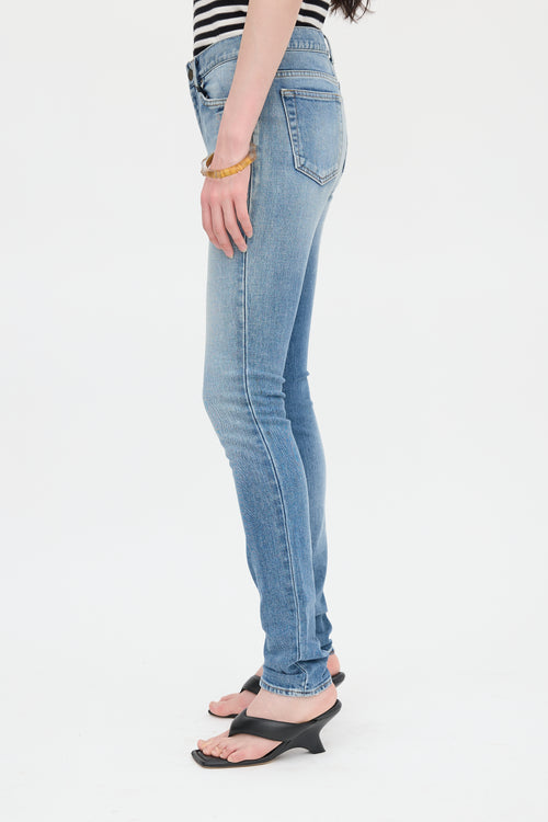 Saint Laurent Distressed Slim Leg Jeans