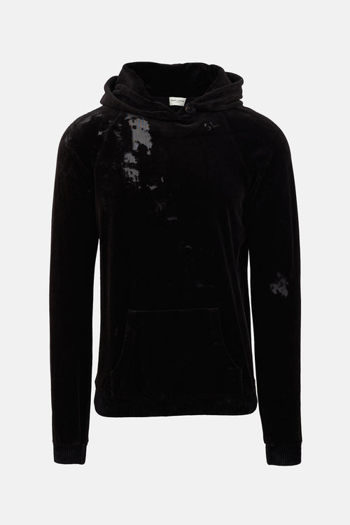 Distressed Velour Hoodie