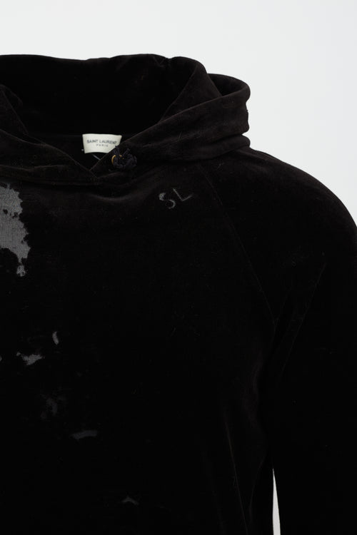 Distressed Velour Hoodie