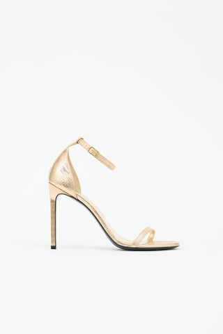 Saint Laurent Embossed Leather Jane Sandal