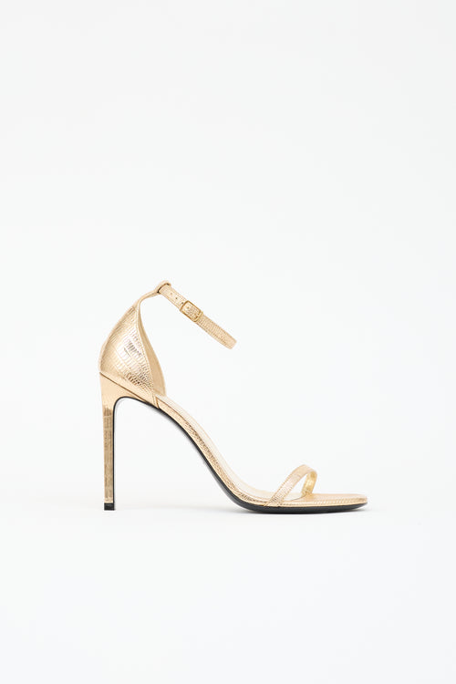 Saint Laurent Embossed Leather Jane Sandal