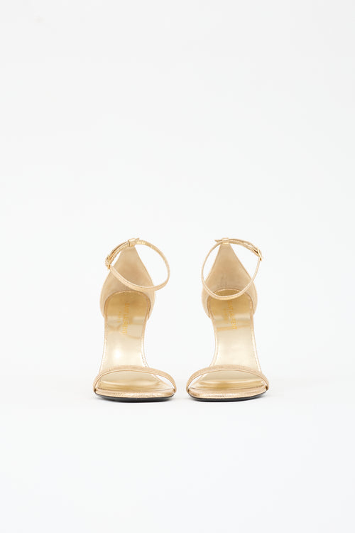 Saint Laurent Embossed Leather Jane Sandal