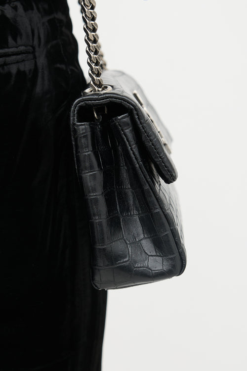 Saint Laurent Embossed Leather Small West Hollywood Bag