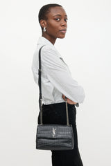 Saint Laurent Embossed Leather Small West Hollywood Bag