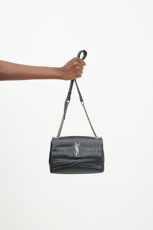 Saint Laurent Embossed Leather Small West Hollywood Bag