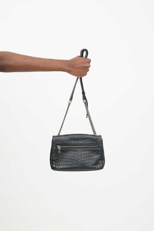 Saint Laurent Embossed Leather Small West Hollywood Bag