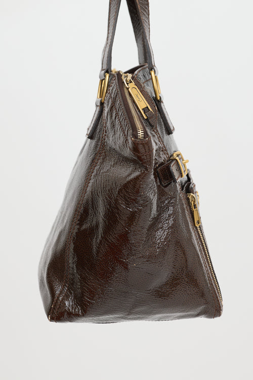 Saint Laurent Embossed Patent Downtown Bag