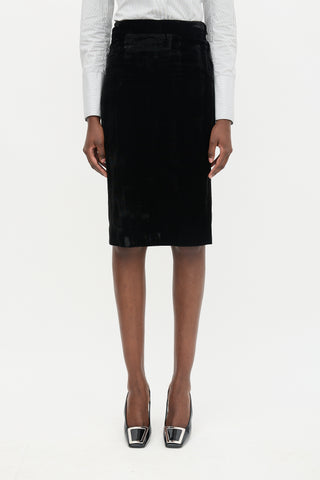 Saint Laurent FW 2002 Velvet Pencil Skirt
