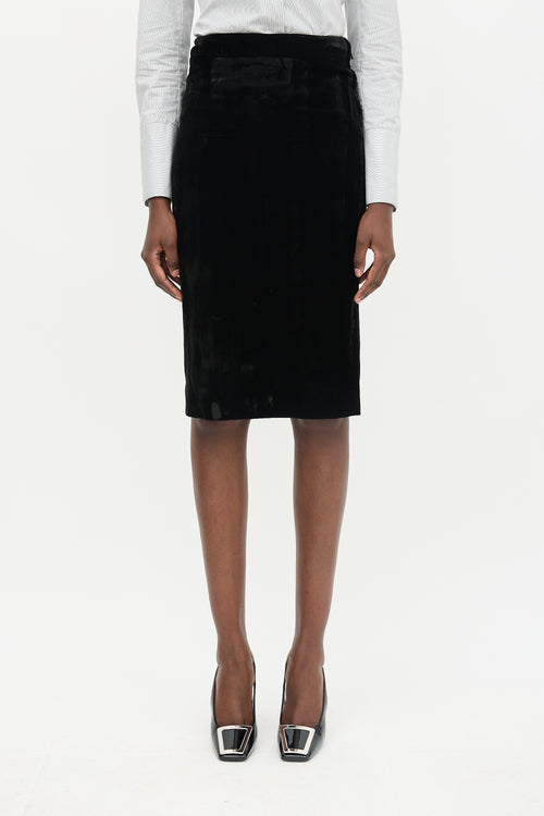 Saint Laurent FW 2002 Velvet Pencil Skirt