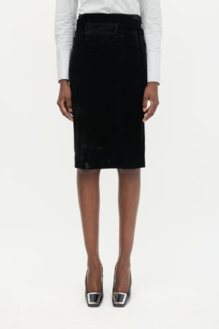Saint Laurent FW 2002 Velvet Pencil Skirt