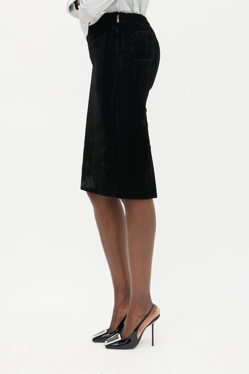 Saint Laurent FW 2002 Velvet Pencil Skirt