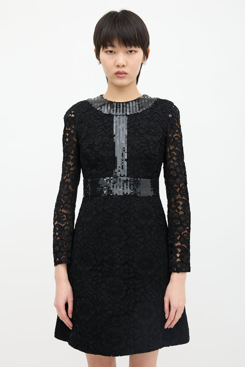 Saint Laurent FW 2014 Sequined Lace Dress