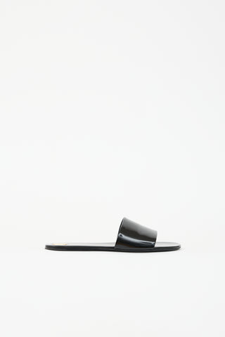Saint Laurent Glazed Leather Carlyle Slide