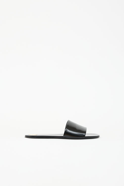 Saint Laurent Glazed Leather Carlyle Slide