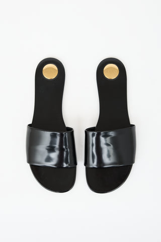 Saint Laurent Glazed Leather Carlyle Slide