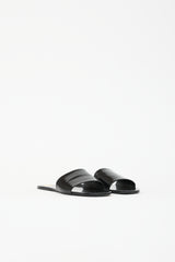 Saint Laurent Glazed Leather Carlyle Slide