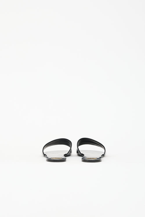 Saint Laurent Glazed Leather Carlyle Slide