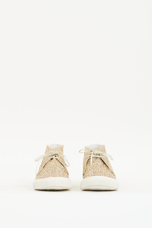 Saint Laurent Gold Glitter Ace Mid Sneaker