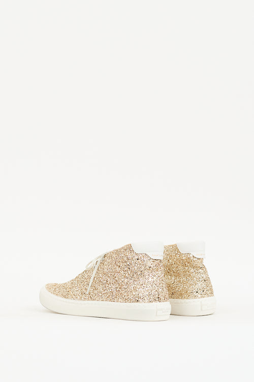 Saint Laurent Gold Glitter Ace Mid Sneaker