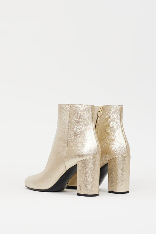 Saint Laurent Gold Metallic Leather 90mm Babies Boot