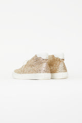 Saint Laurent Gold Glitter Ace Mid Sneaker