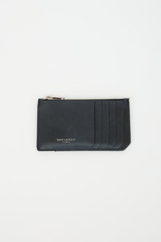 Saint Laurent Grain De Poudre Leather Card Holder