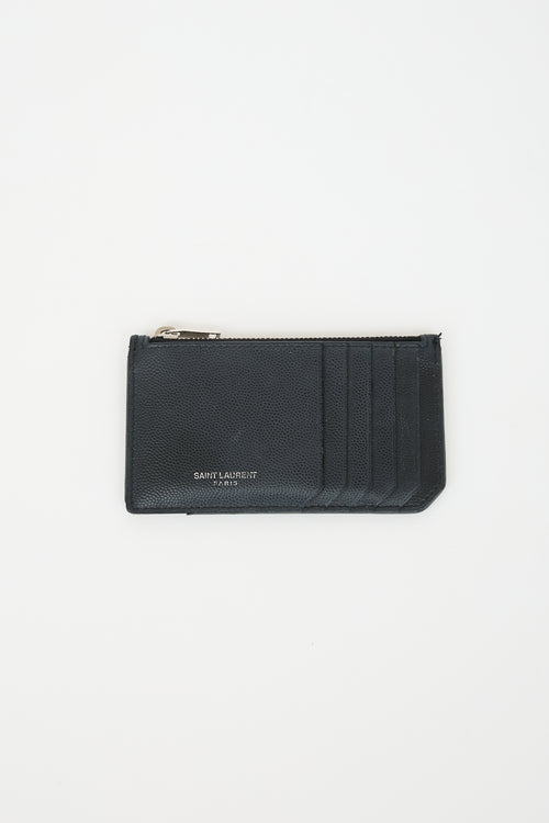 Saint Laurent Grain De Poudre Leather Card Holder