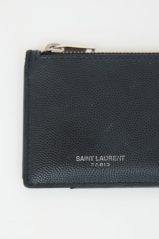 Saint Laurent Grain De Poudre Leather Card Holder