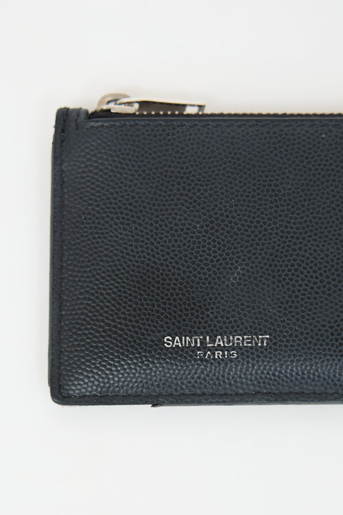 Saint Laurent Grain De Poudre Leather Card Holder