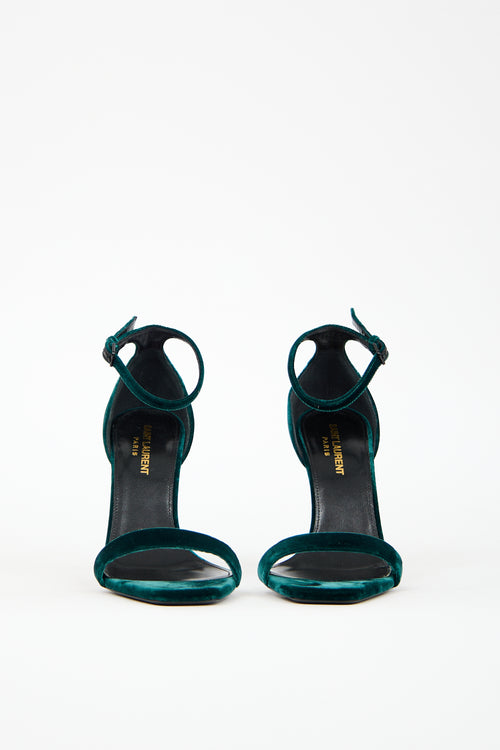 Saint Laurent Green Velvet Amber Sandal