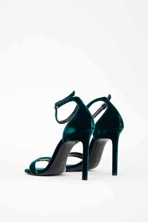 Saint Laurent Green Velvet Amber Sandal