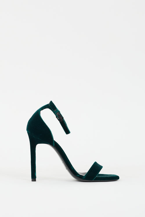 Saint Laurent Green Velvet Jane Heel