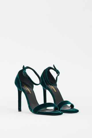 Saint Laurent Green Velvet Jane Heel